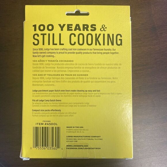 Lodge Dutch Oven Parchment Paper Liner - 8 Liners - 20” Cast Iron American Made - Picture 2 of 2